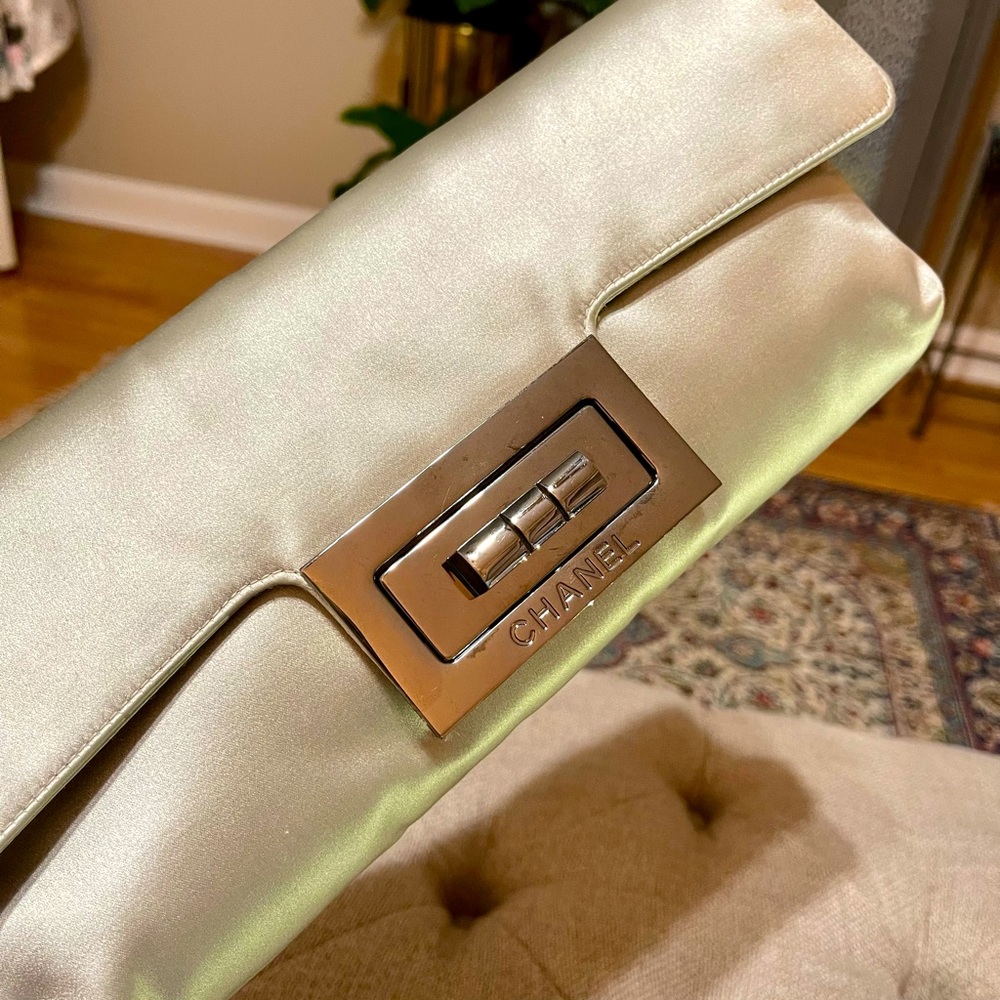 Chanel Giant Silk 2.55 Reissue Turn Lock Flap Clutch
